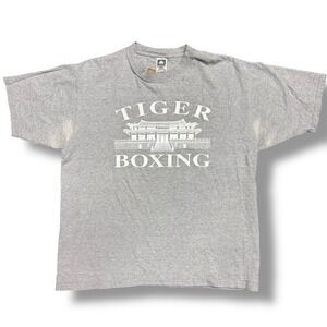 Vintage Tiger Boxing Gym T-Shirt Gray XL Made‎ USA Cotton Deluxe Athletic Tee